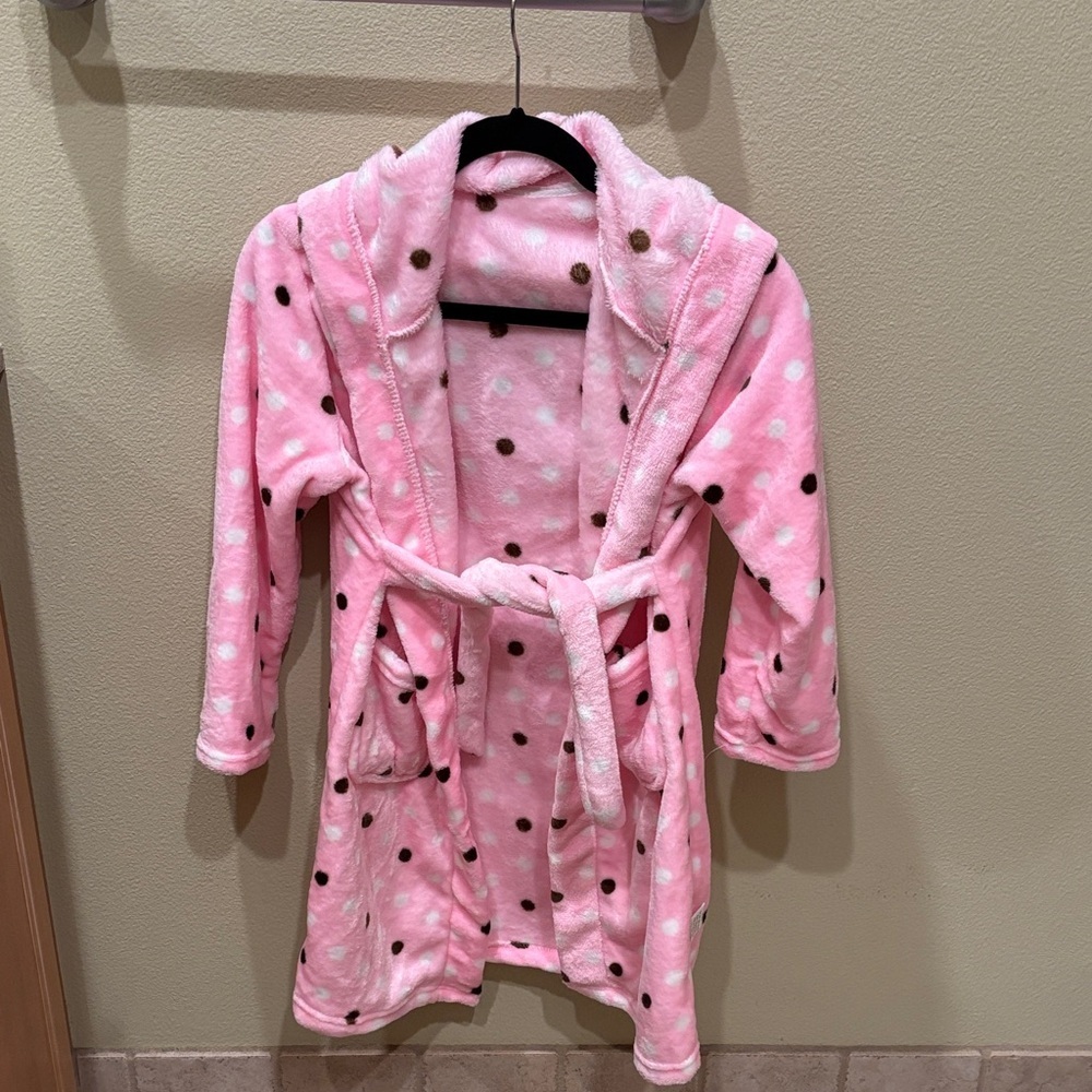 Pink Polka Dot Kids Bath Robe